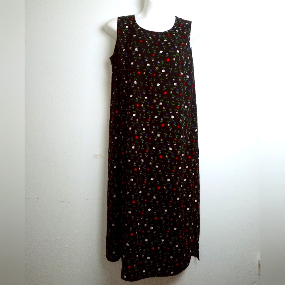 VINTAGE Teddi Whimsigoth Sleeveless Floral Maxi Dress Side Slit